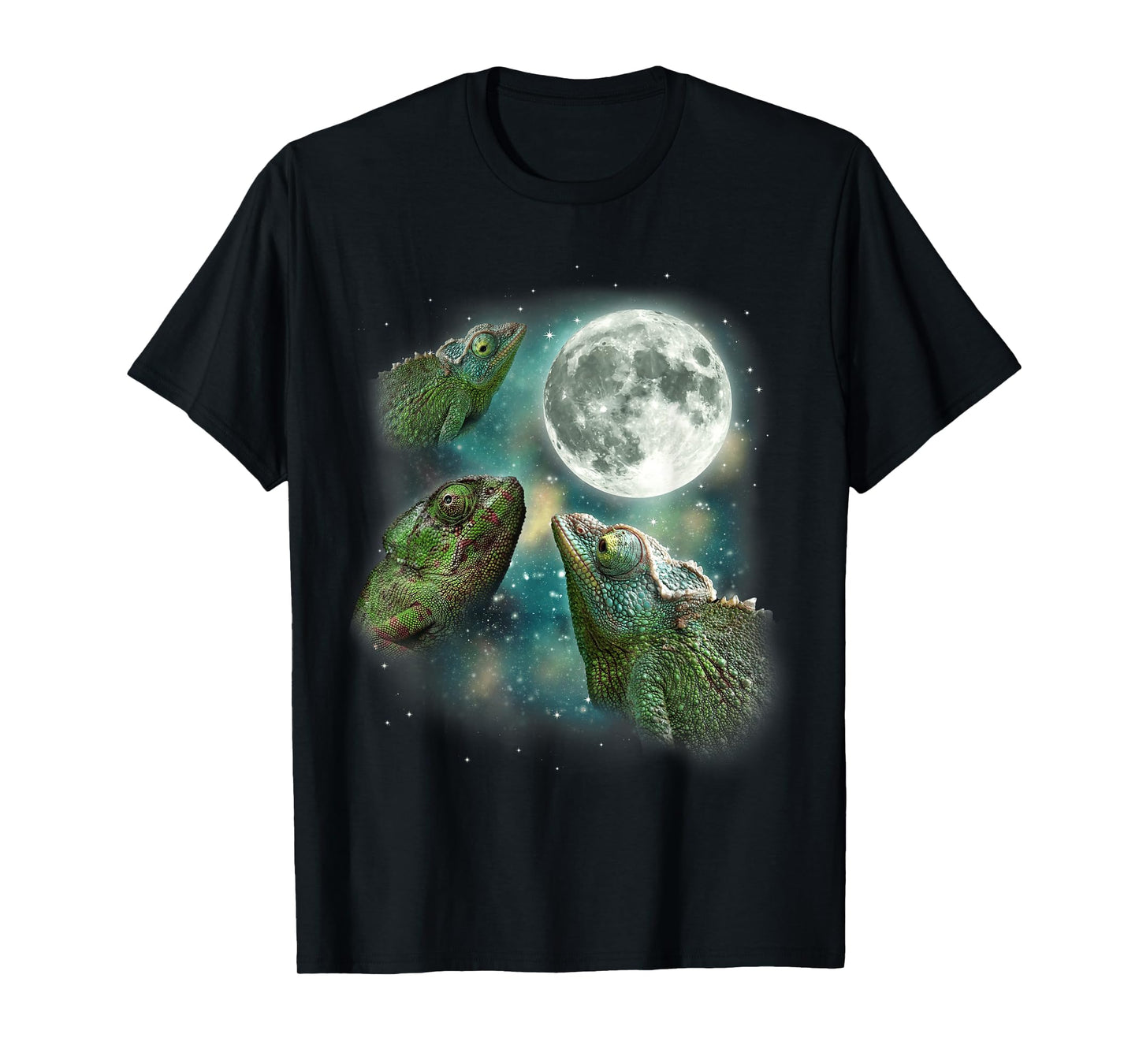 Three Chameleon Moon | 3 Magic Forest Reptile Jungle Animal T-Shirt