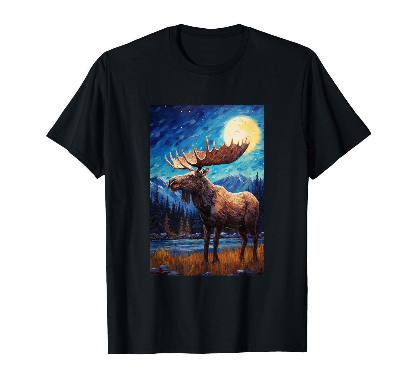 Moose - Van Gogh Style - Starry Night T-Shirt