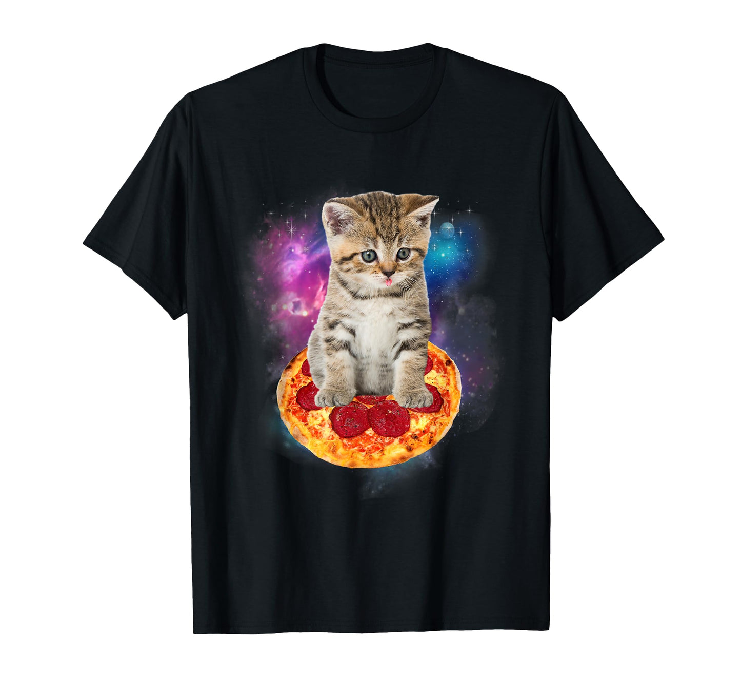 Funny Galaxy Cat Shirt | Space Cat Eat Pizza and Taco Shirt Men Women Kids T-Shirt