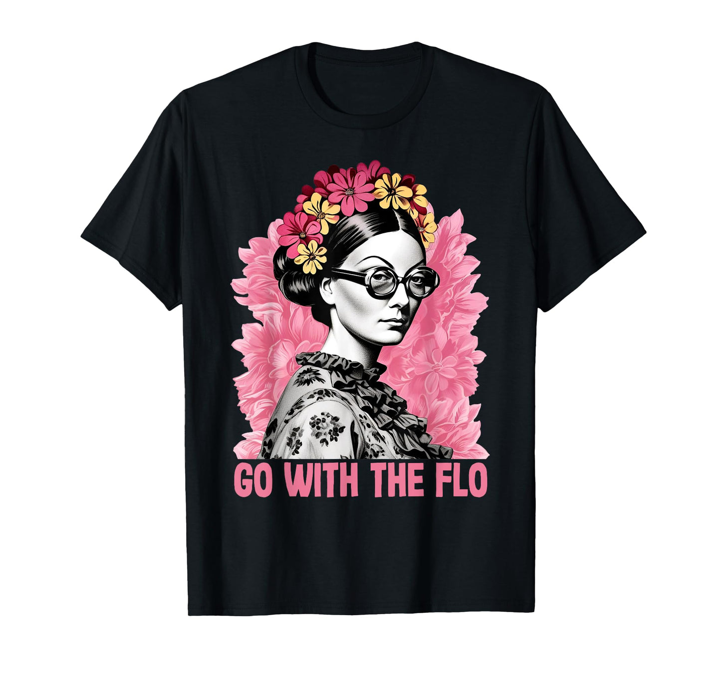 Go With The Flo Funny Florence Nightingale Floral Nurse Art T-Shirt