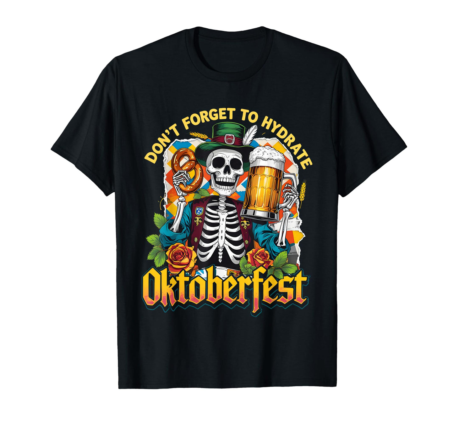 Oktoberfest Skeleton Funny Beer Drinking Hydrate T-Shirt