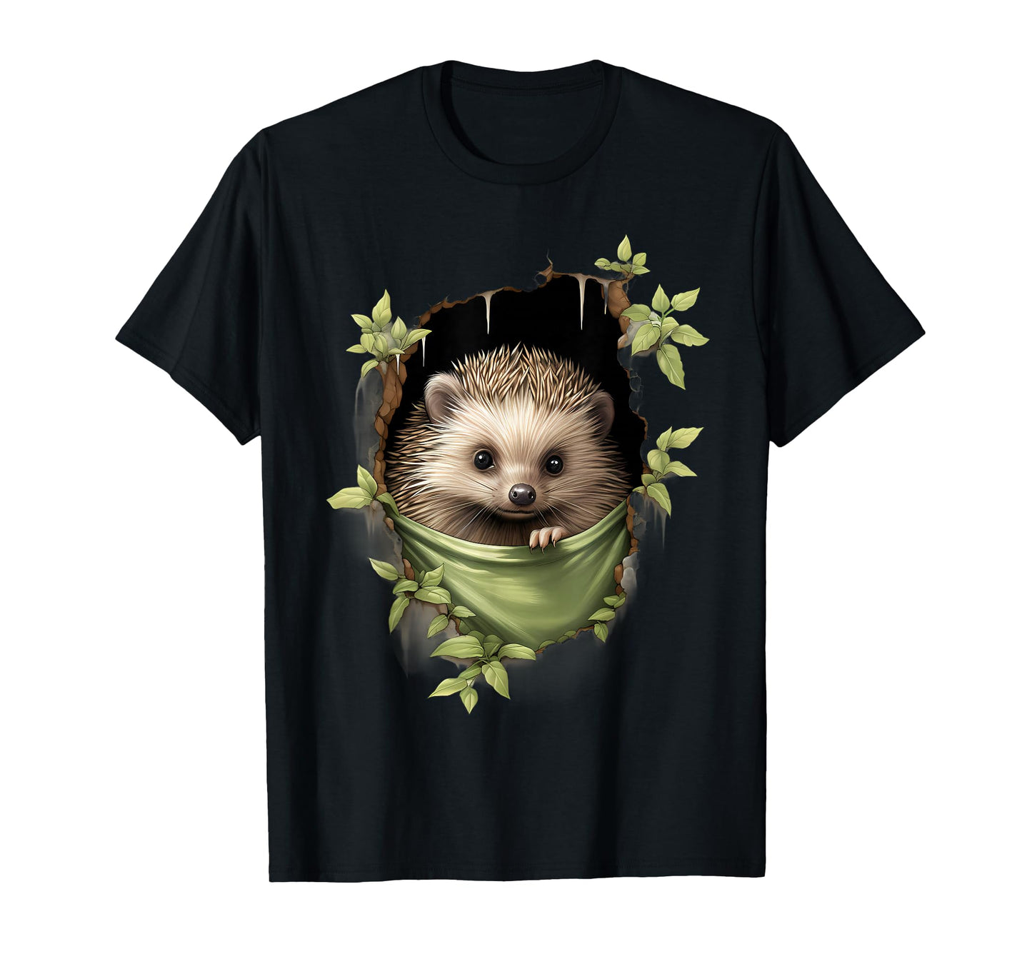 Hedgehog Nature Portrait Motif Animal Art Forest Wildlife T-Shirt