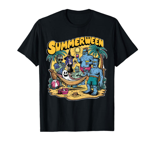 Happy Summerween Summer Halloween Holiday Beach Vibes Spooky T-Shirt