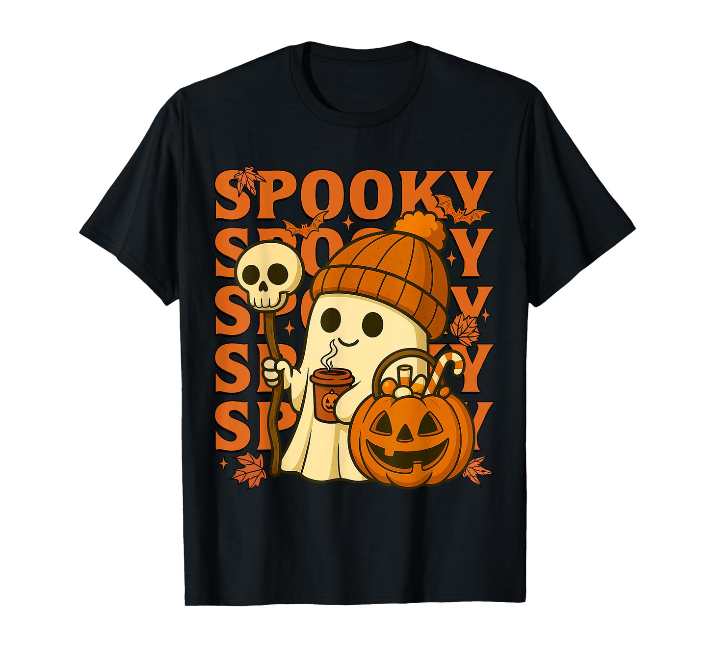 Retro Halloween Spooky Boo Ghost Trick Or Treat Candy Kids T-Shirt