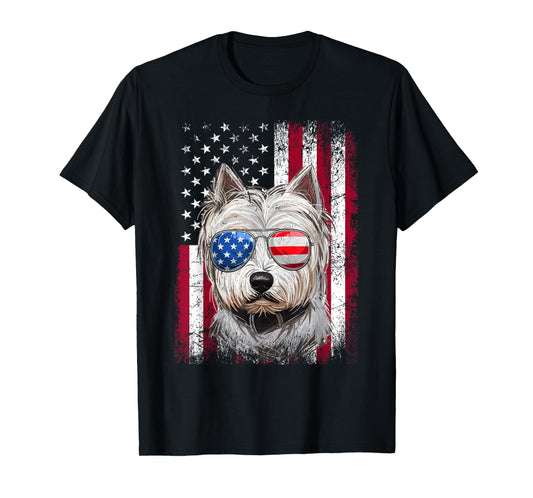 American Flag Patriotic Westie Dog Lover 4th Of July T-Shirt