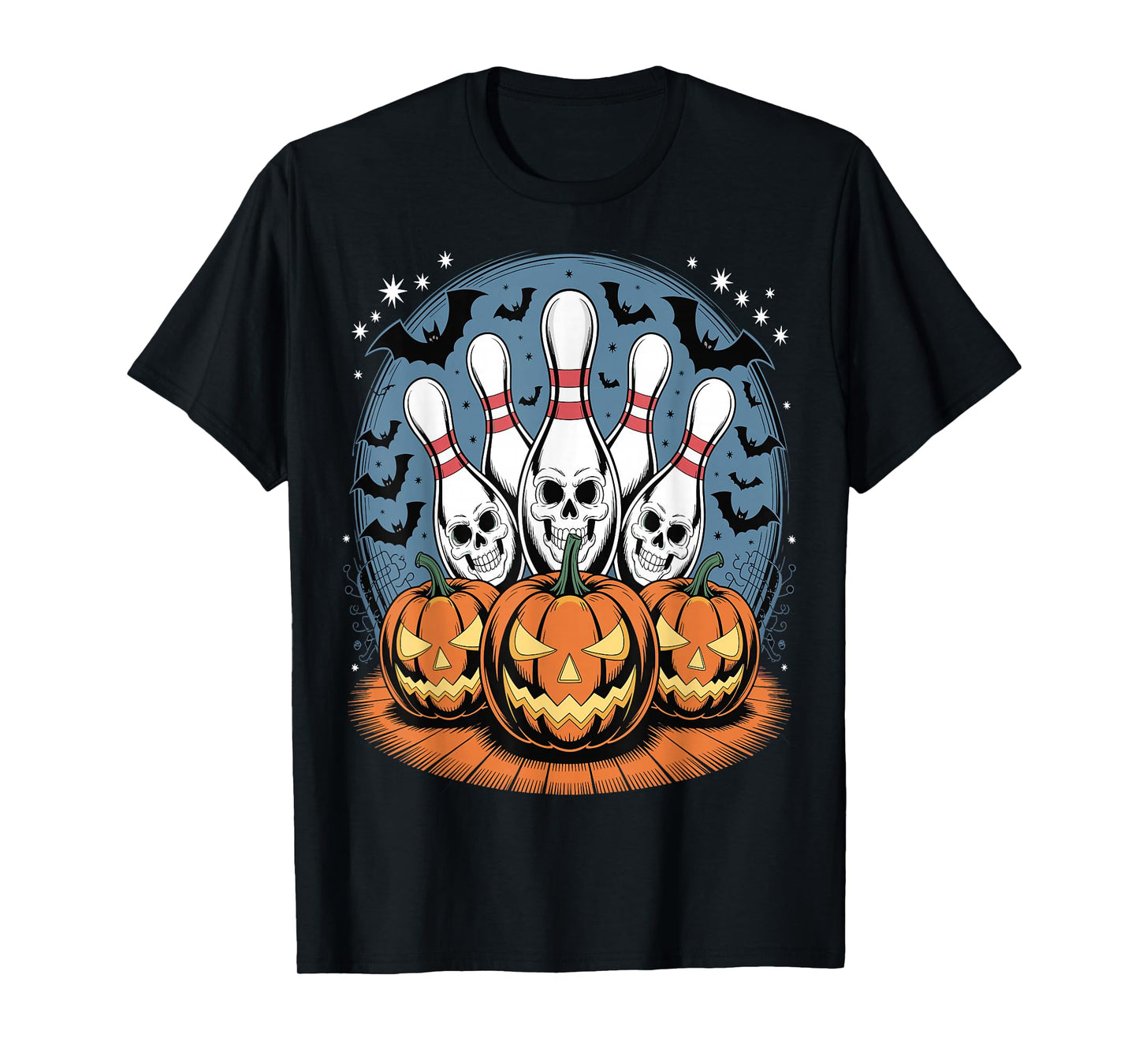 Bowling Pins Skeleton Spooky Halloween T-Shirt