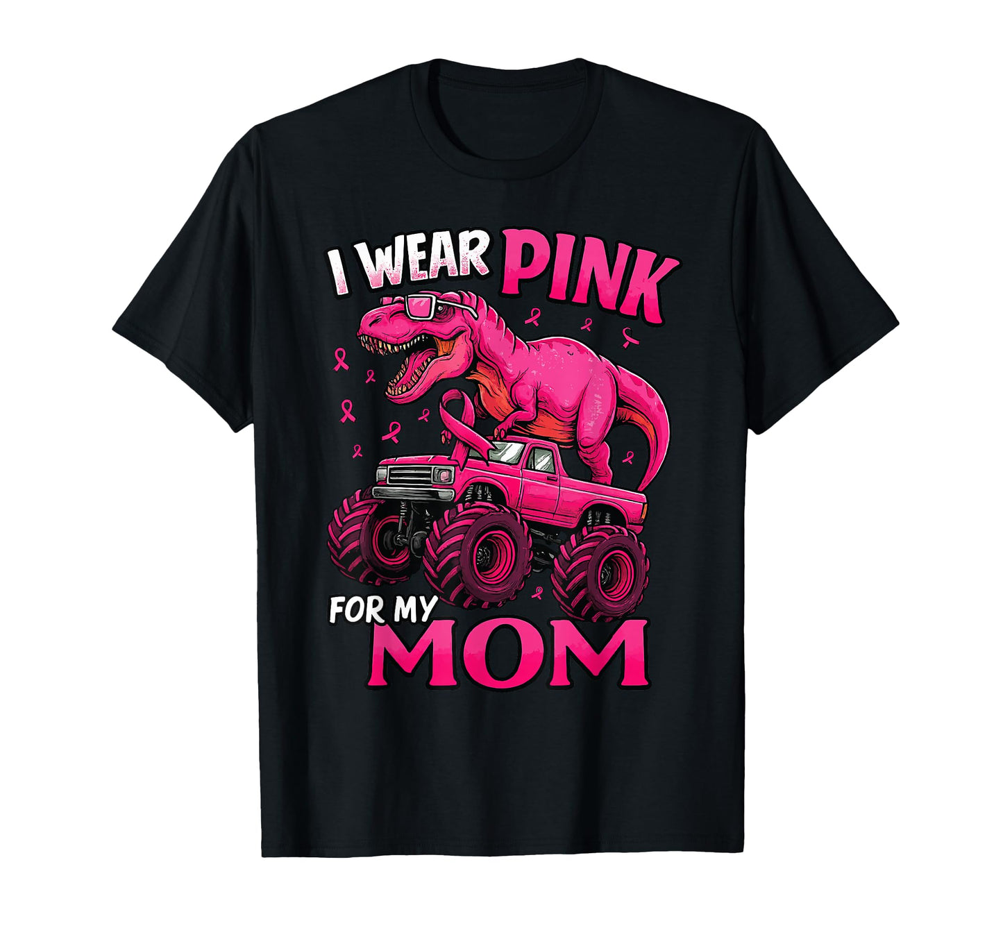 I Wear Pink for My Mom Breast Cancer Awareness Dinosaur Kids T-Shirt