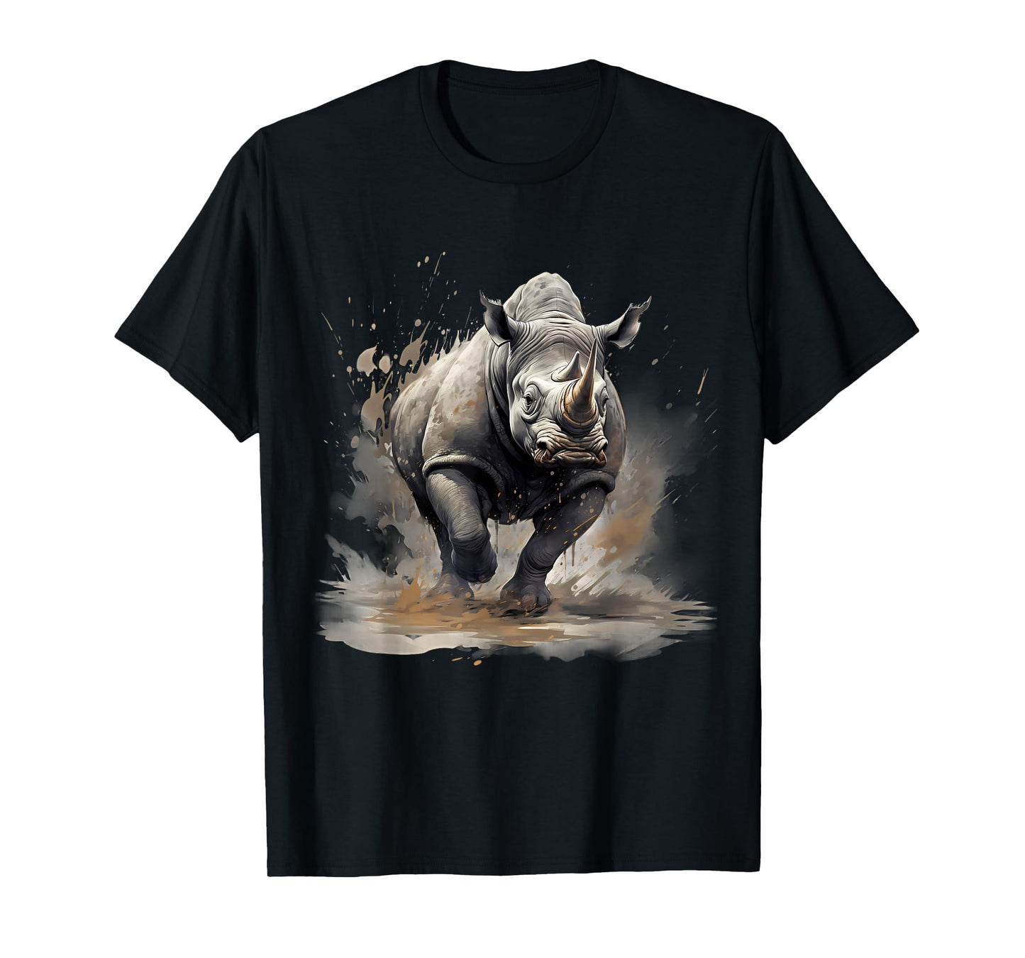 Rhino Splash Artwork Rhinoceros Wildlife Safari Motif Nature T-Shirt