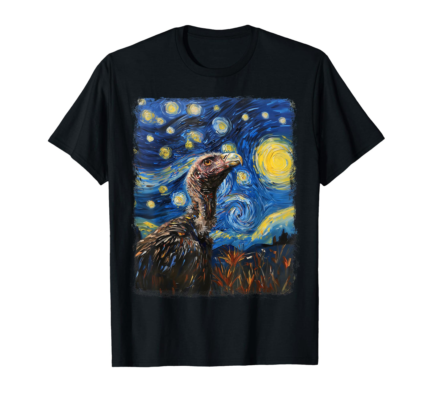Vulture Bird Starry Night Painting T-Shirt