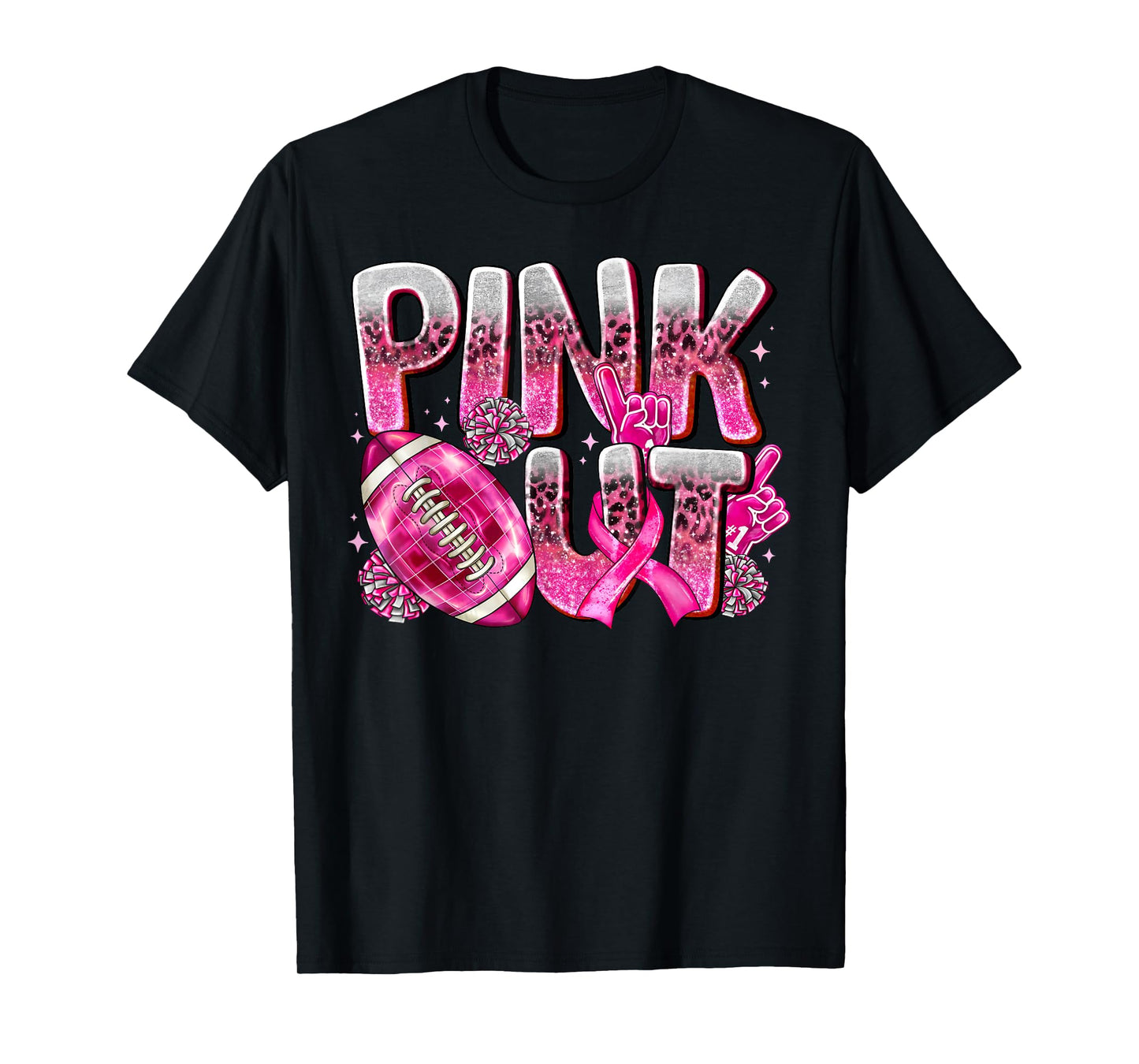 Pink Out American Football Ribbon Breast Cancer Awareness T-Shirt