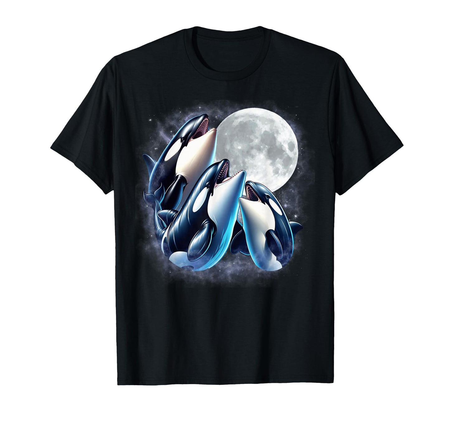 Three Orcas Moon Funny Orca Howling Wolfs Moon Parody T-Shirt