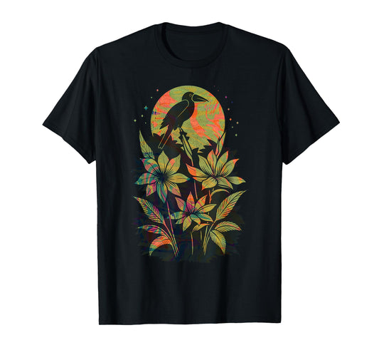 Cute Exotic Bird Lover Paint Swirl Bird Of Paradise Flower T-Shirt