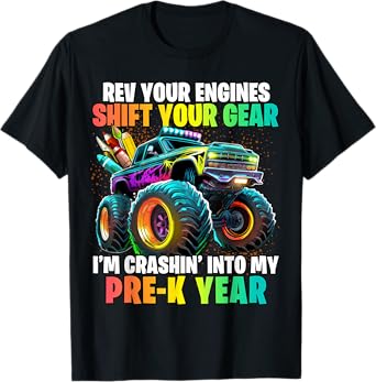 Back to School Pre-K Monster Truck First Day School Boys T-Shirt