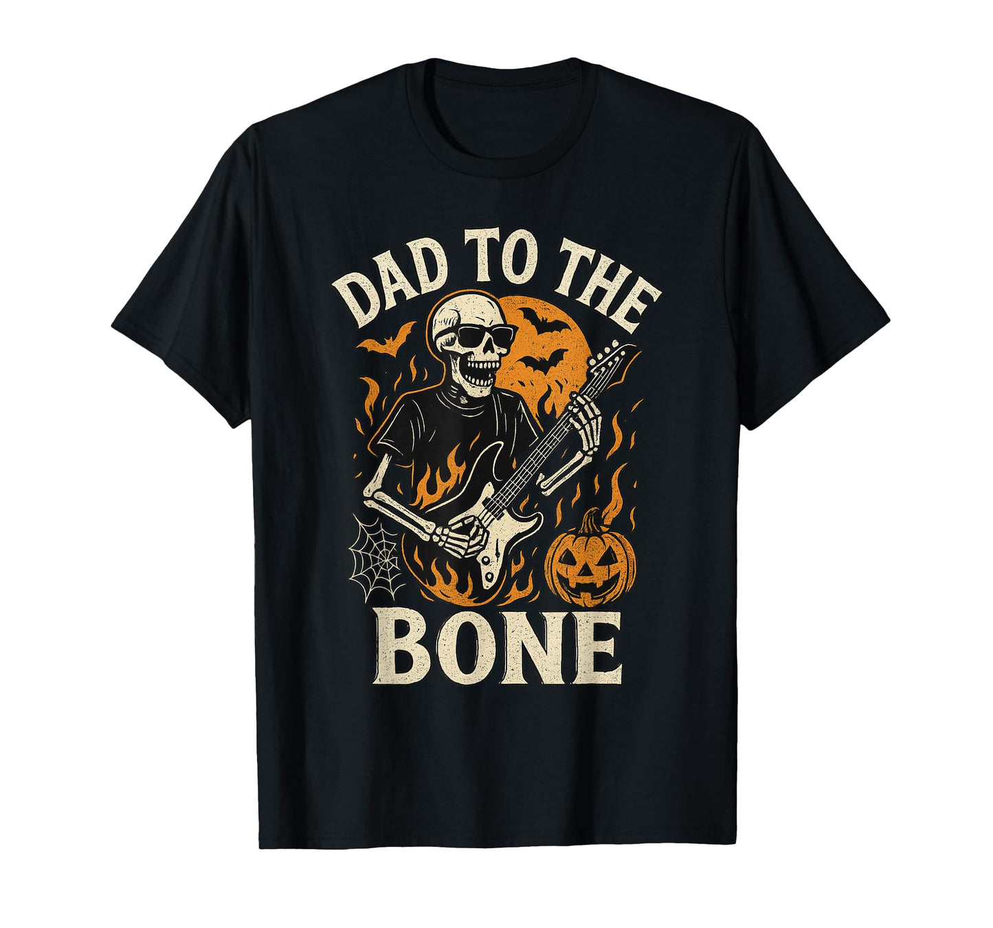 Funny Dad to The Bone Skeleton with Guitar Halloween T-Shirt