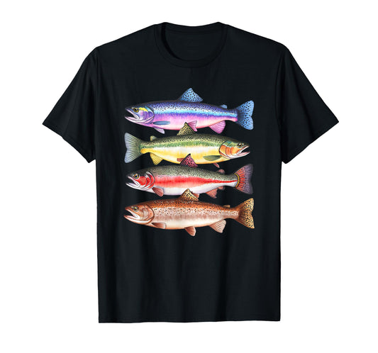 abstract colorful trout in a row T-Shirt