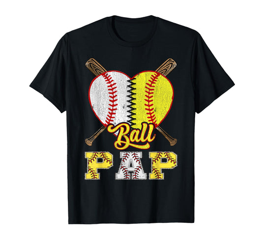 Pap Of Both Ball Pap Half Baseball Softball T-Shirt