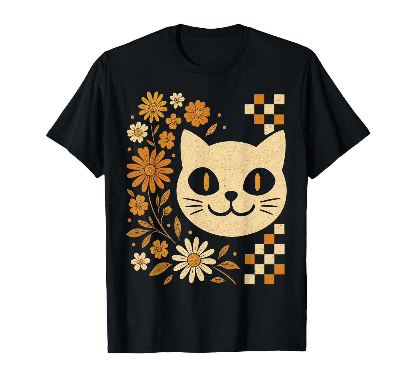 Funny Cat Halloween Floral Spooky Season Funny Fall Vibes T-Shirt