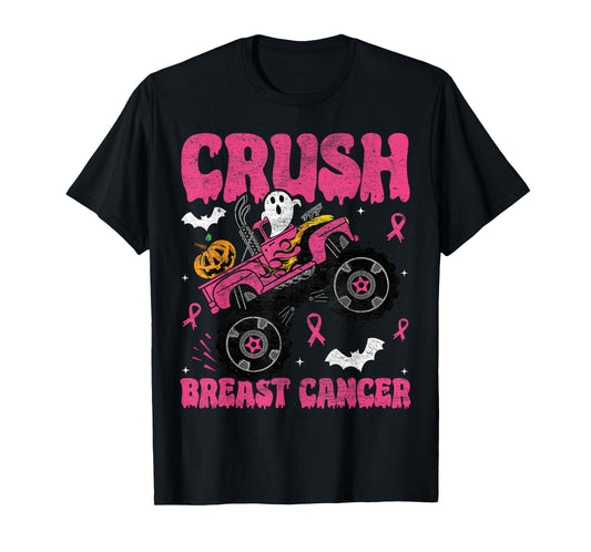 Crush Breast Cancer Awareness Monster Truck Halloween kids T-Shirt