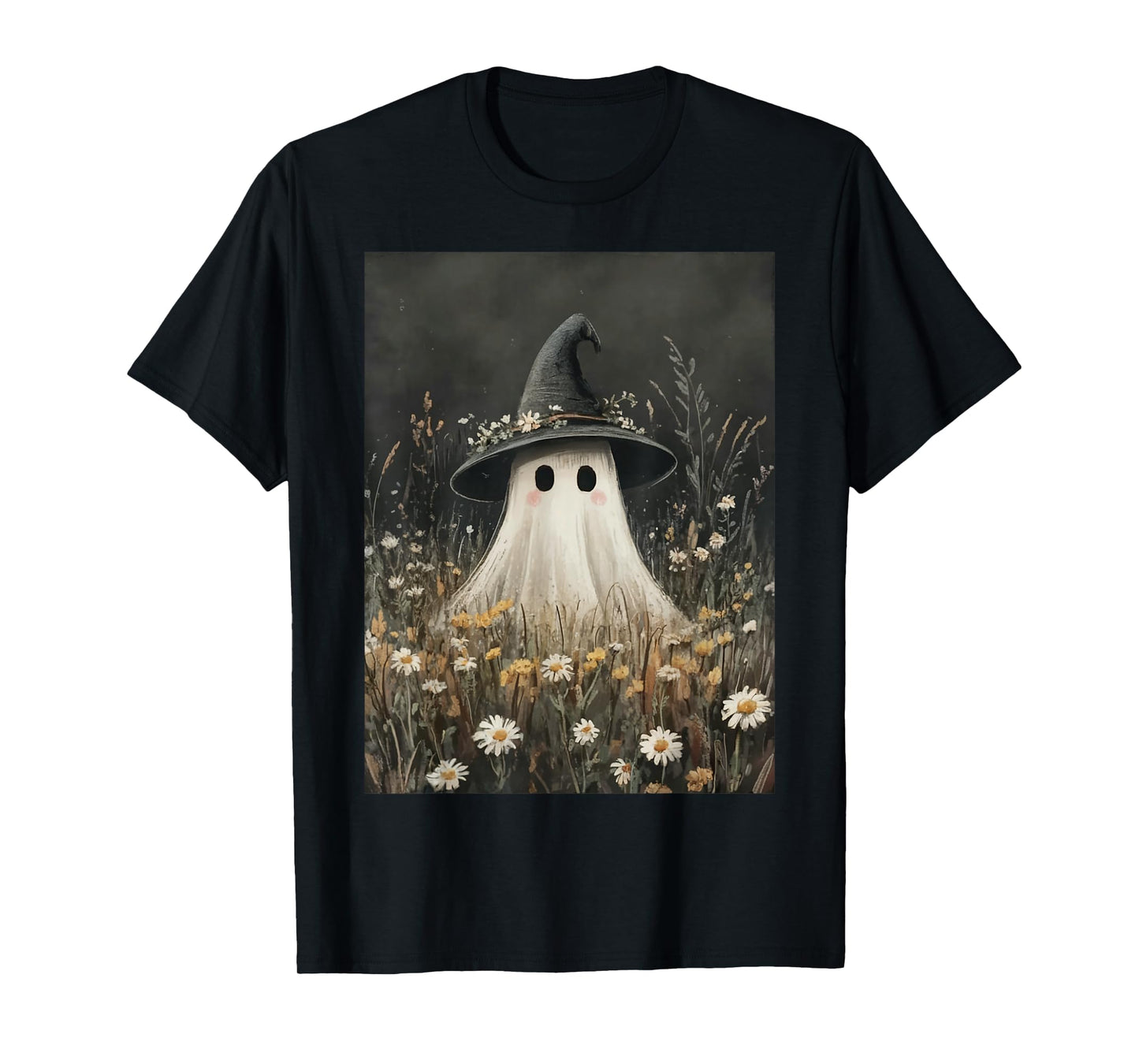 Witch Ghost in The Flower Forest Halloween Spooky Season T-Shirt