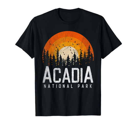 Acadia - National Park Vintage Men Women 70s 80s Outdoor T-Shirt