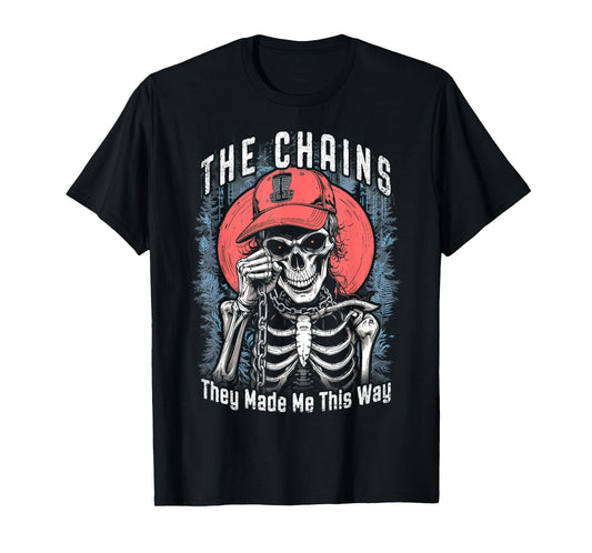 Disc Golf Player Skeleton Chains Made Me Halloween Golfer T-Shirt