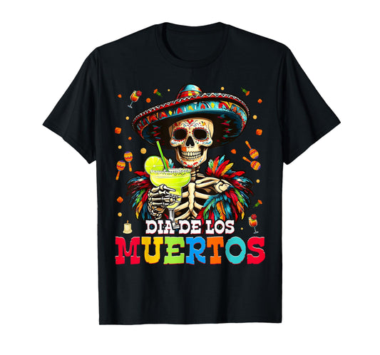 Day The Dead Mens Sugar Skull Skeleton Dia De Los Muertos T-Shirt
