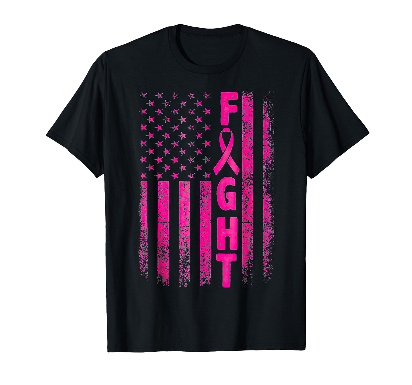 Fight Breast Survivor American Flag Breast Cancer Awareness T-Shirt