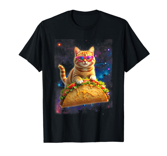 Crazy Space Taco Cat Astronaut Cat Ride Tacos Cinco De Mayo T-Shirt