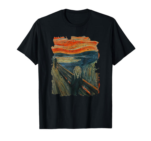 Cool illustration The Scream Famous Painting Distressed T-Shirt