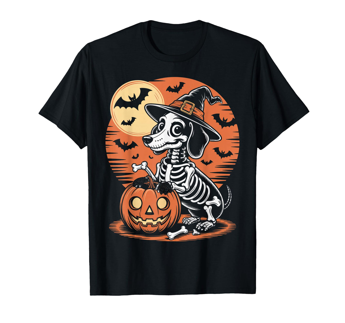 Funny Halloween Dog Skeleton Design Spooky Haunted Pet Lover T-Shirt