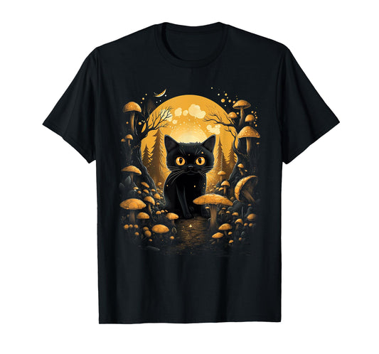 Aesthetic Goblincore and dark Cottagecore Cat under Mushroom T-Shirt