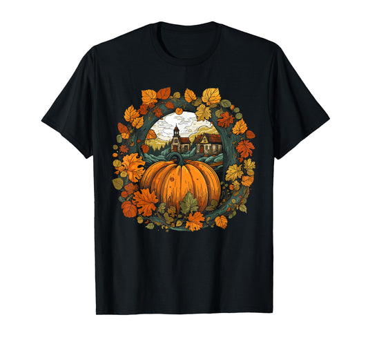 Cottagecore Pumpkins Fall Village Women's Graphic T-Shirt