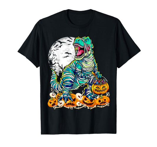 Dinosaur T rex Mummy Pumpkin Halloween Costume T-Shirt