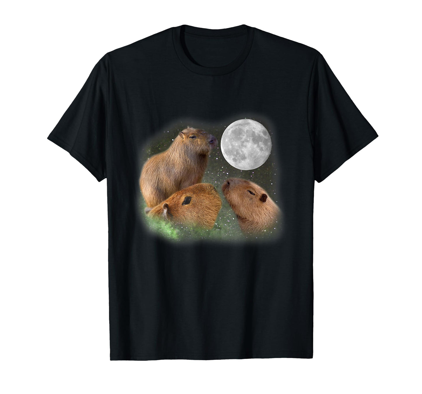 Three Moon Capybaras T-Shirt. Funny Cute Animal Parody Tee T-Shirt