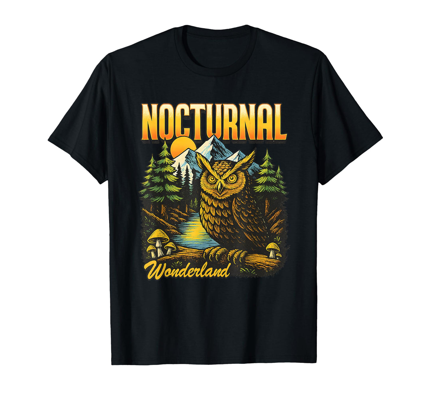 Nocturnal Wonderland Watcher Owl T-Shirt