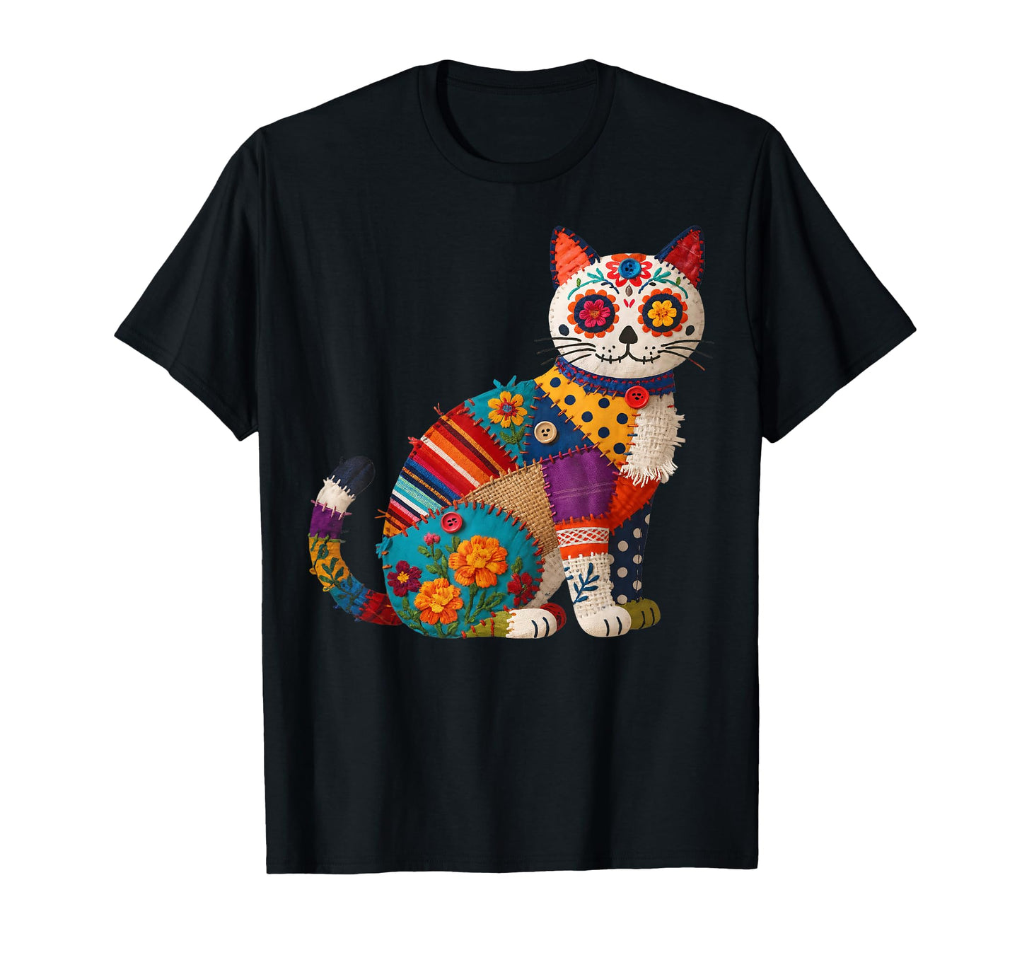 Dia De Los Muertos Cinco De Mayo Cat Sugar Skull Men Women T-Shirt