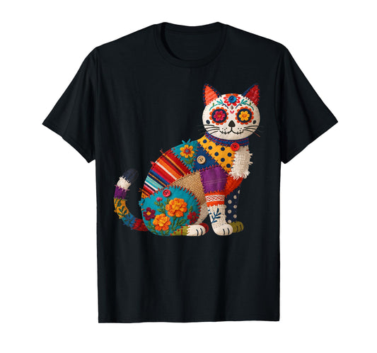 Dia De Los Muertos Cinco De Mayo Cat Sugar Skull Men Women T-Shirt