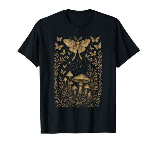 Cottagecore Mystical Moth Butterflies Mushrooms T-Shirt