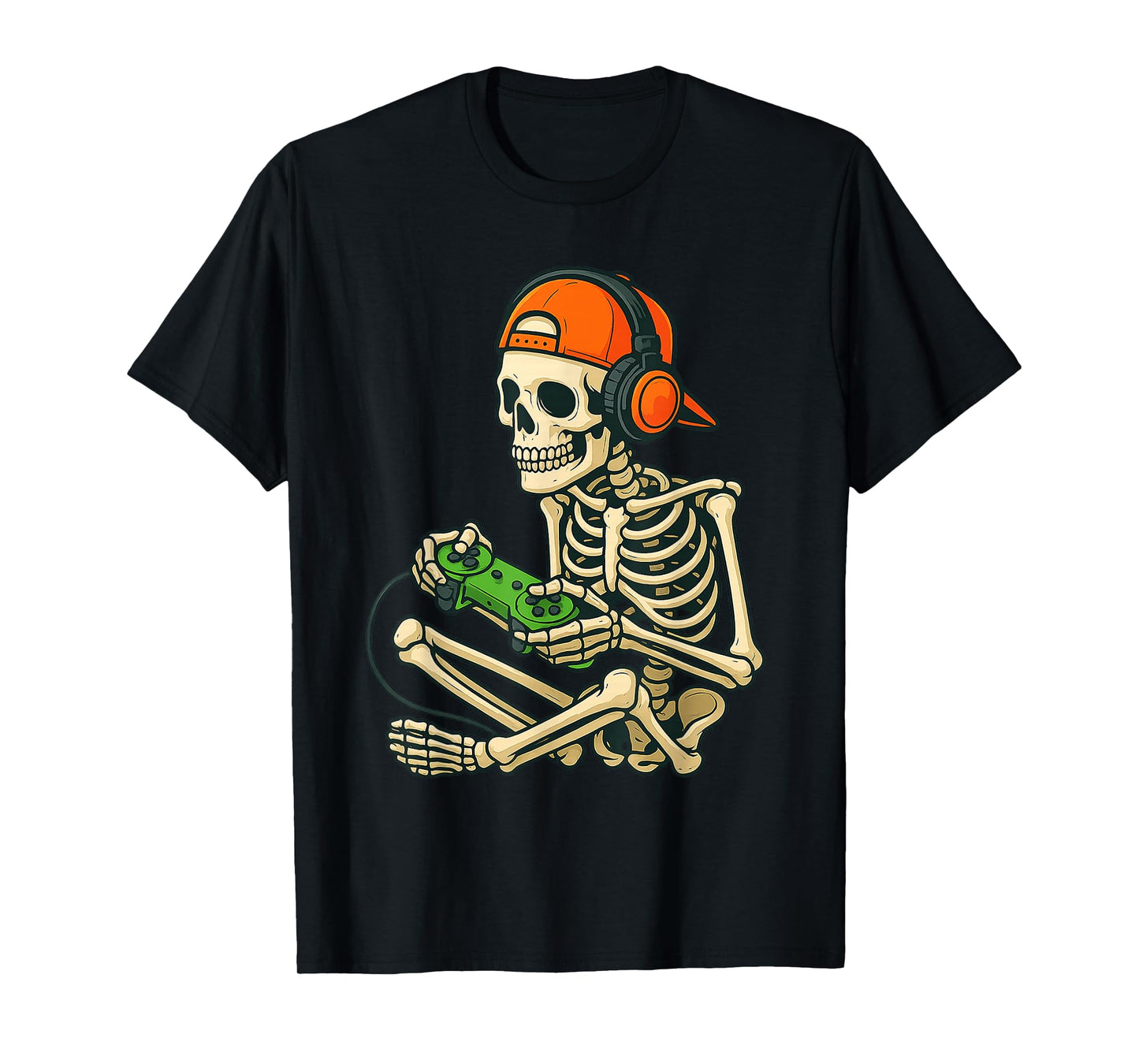 Halloween Skeleton Gamer Video Gaming Boys Men Kids Tees T-Shirt