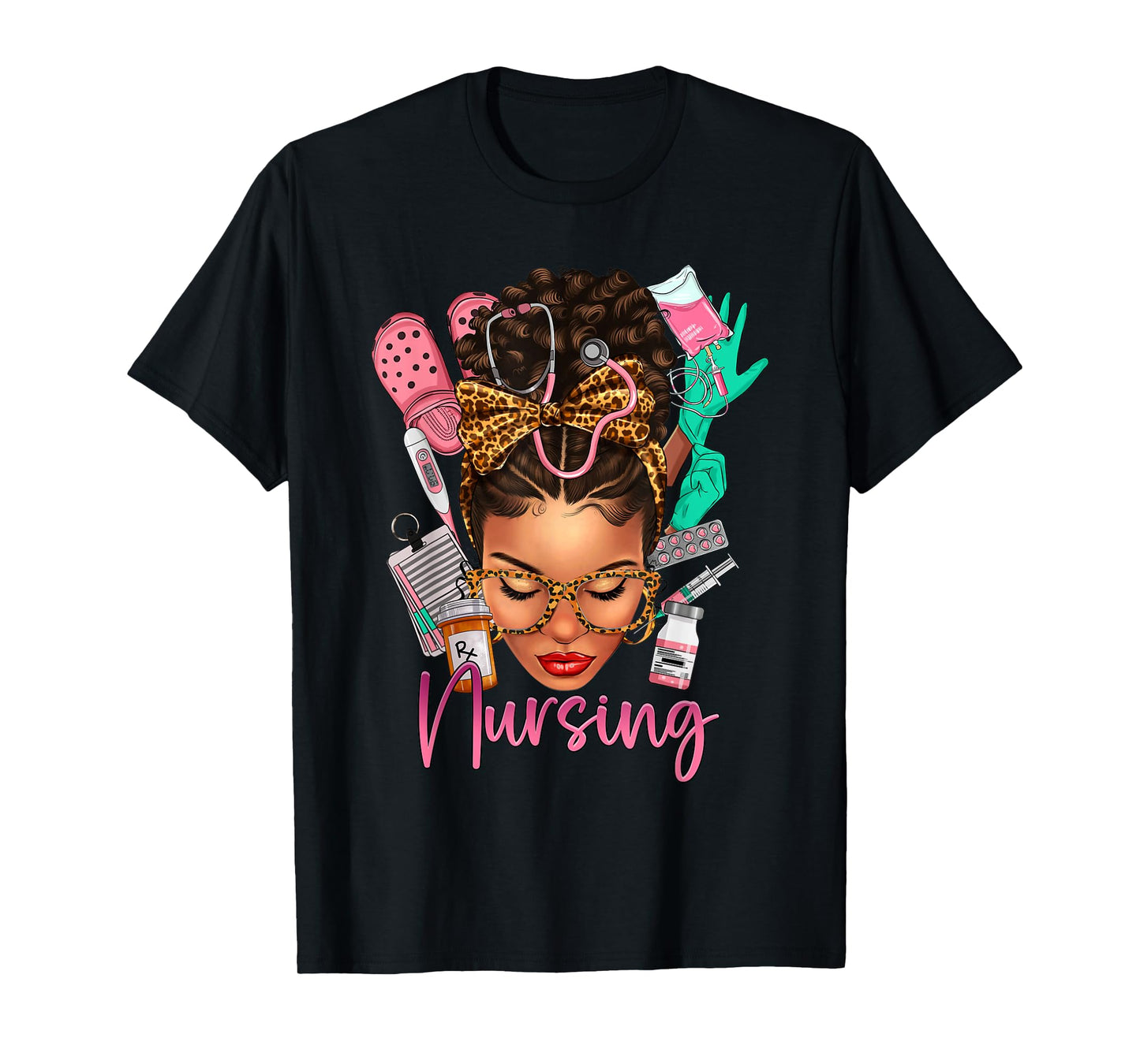 Black Melanin Nurse Black History Month Afro Hair T-Shirt