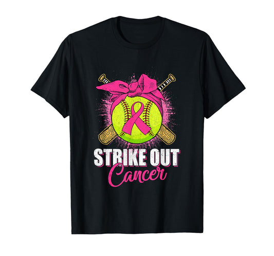 Strike Out Breast Cancer Awareness Softball Pink Ribbon T-Shirt