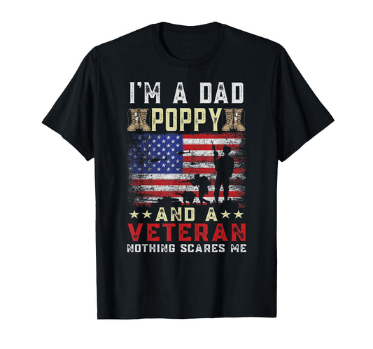 I'm A Dad Poppy and A Veteran American Flag Father's Day T-Shirt