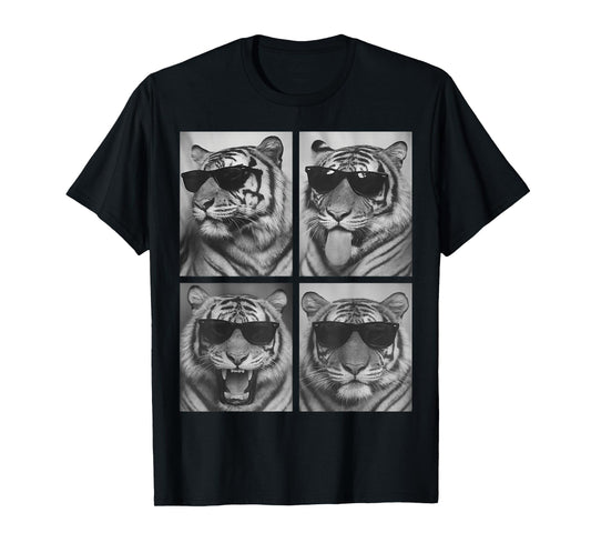 Cute Tigers with Sunglasses Cool Feline Animals Photo Booth T-Shirt