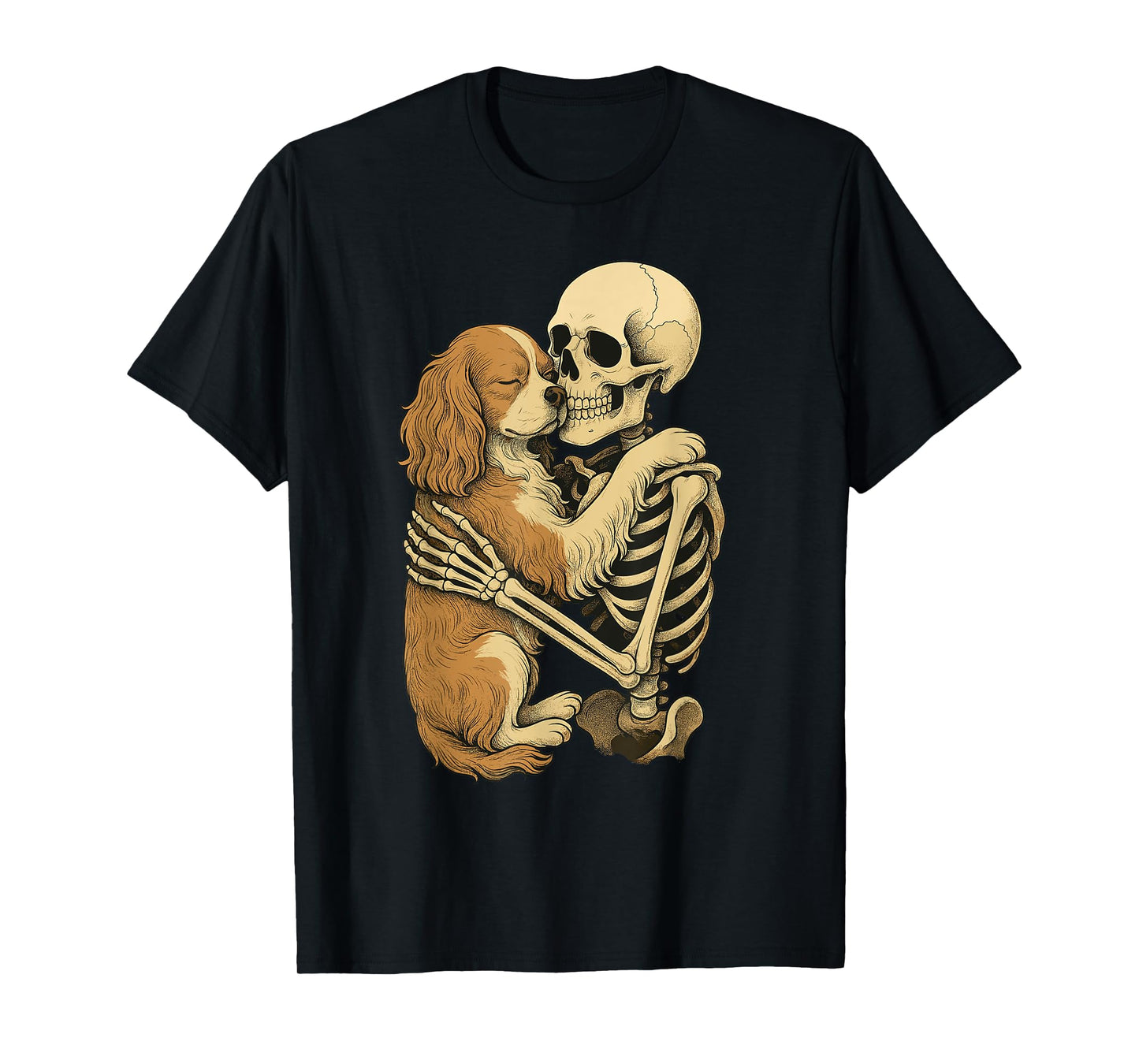 Skeleton Hugging Cavalier King Charles Spaniel T-Shirt
