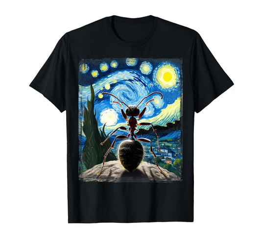 Artistic Ant Shirt Van Gogh Style Starry Night Ant T-Shirt