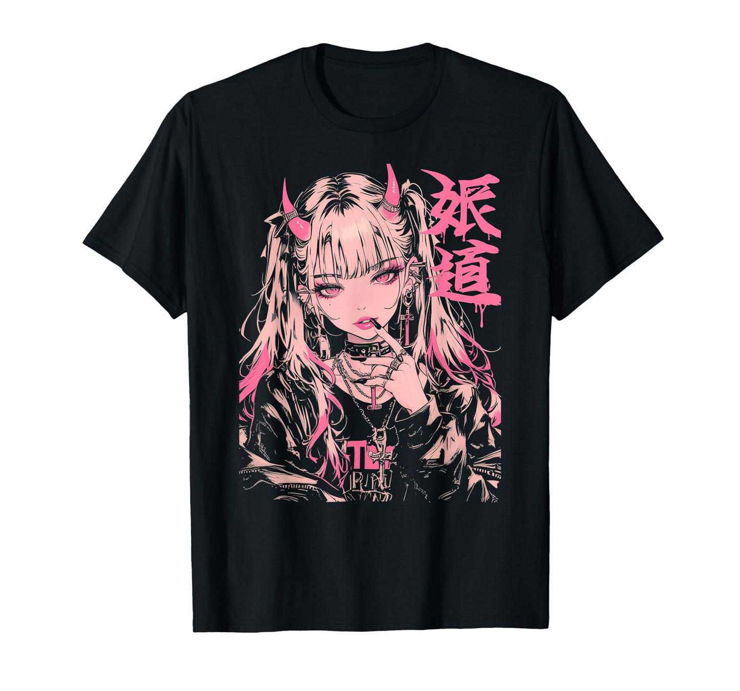 Goth Grunge Demon Anime Girl Waifu Horror Alt Aesthetic T-Shirt