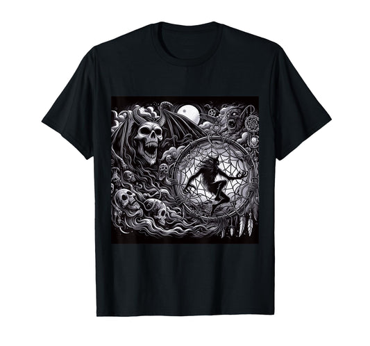Demonic Occult Dreamcatcher Possessed Spiritual Horror Print T-Shirt