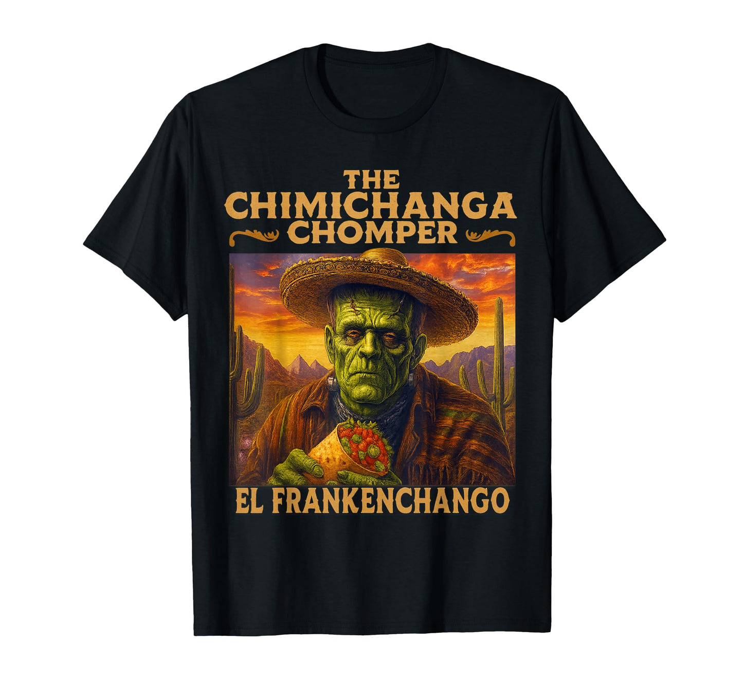 Funny Halloween Frankenstein Tacos The Chimichanga Chomper T-Shirt
