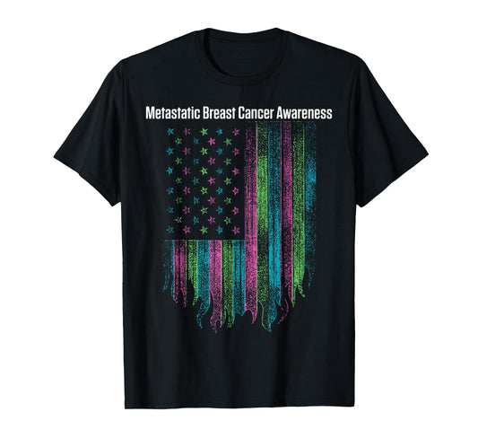 Metastatic Breast Cancer Awareness Flag Warrior T-Shirt