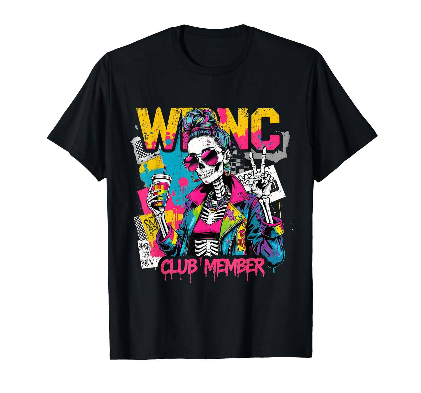 We Do Not Care Club Member Retro Skeleton Style T-Shirt